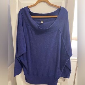 We The Free Palisades Shirt Womens L Boat Neck Dolman Sleeve Sweater Blue